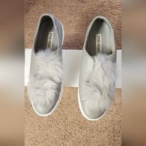 Steve Madden Silver Fur Slip-On Sneakers